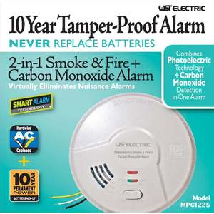 Hardwired Combination 2-in-1 Photoelectric Smoke/Fire + Carbon Monoxide Alarm