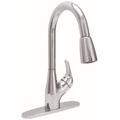 KITCRM - Premier Waterfront Single Handle Pull Down Sprayer Kitchen Faucet in Chrome