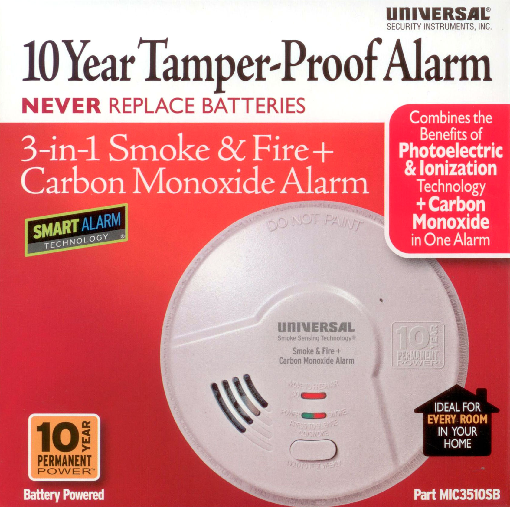 Pack with 1 Smart Carbon Monoxide Alarm and 1 Smart Smoke Alarm