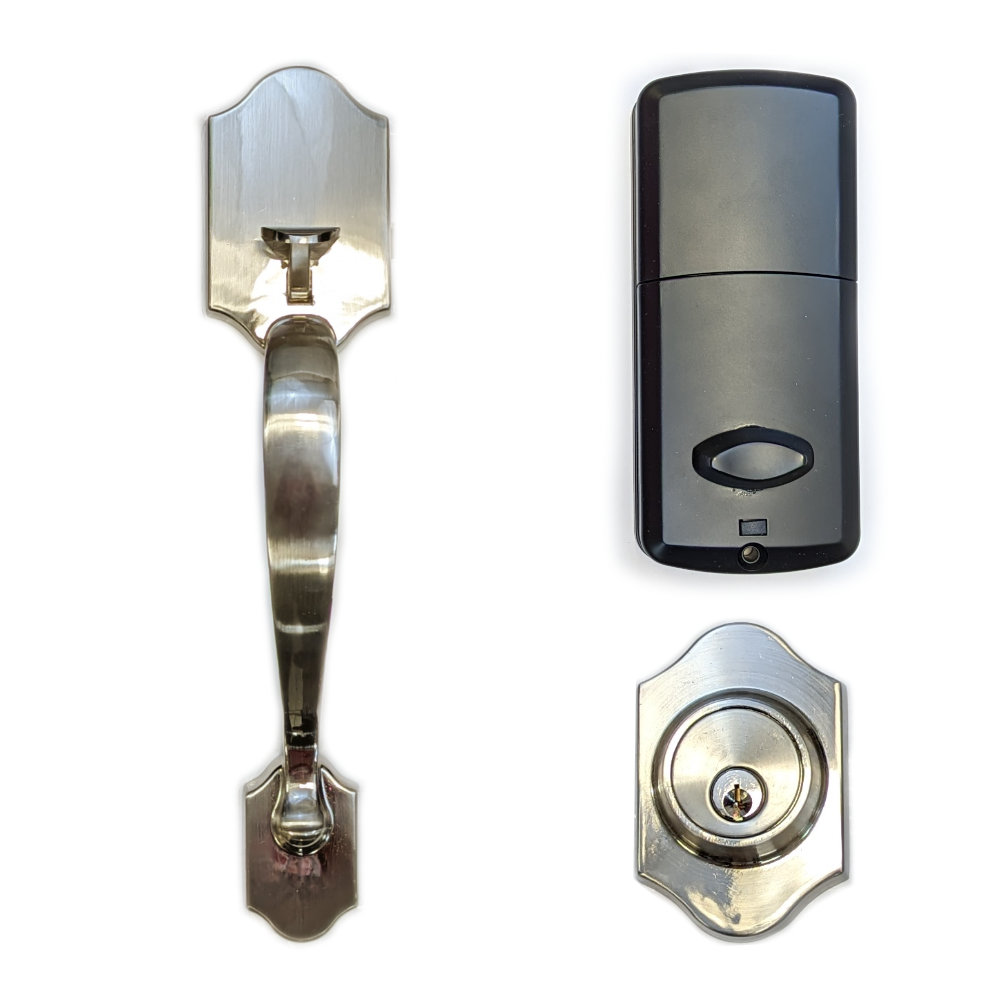 Satin Nickel Front Door Handleset with Bluetooth Smart Lock